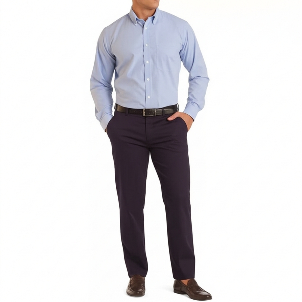 Haggar Clothing mens casual black work pants, no pleat trousers